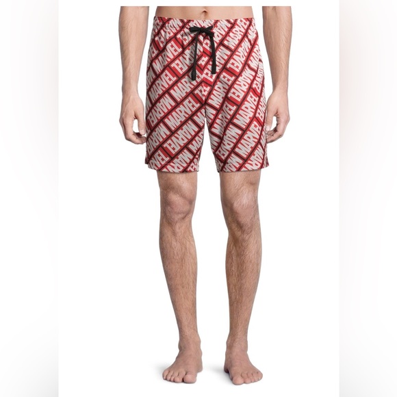 MEN’S Marvel Bar Logo Sleep Shorts NWT - Picture 1 of 5